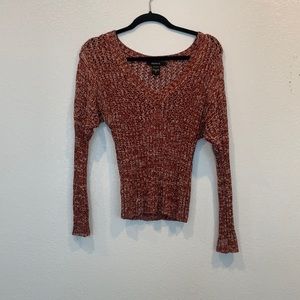 Brick red knit v-neck. Arden B. Small.